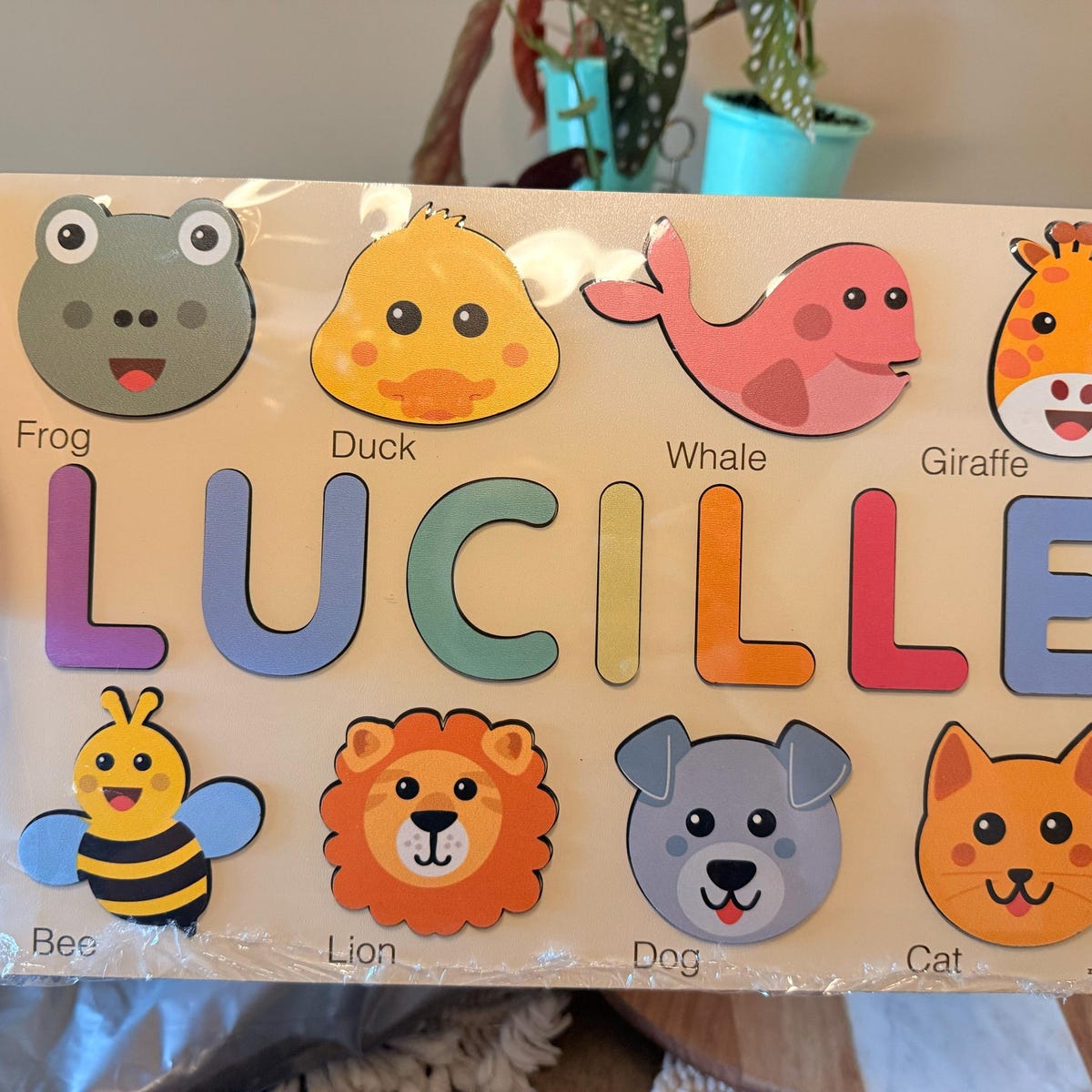 Custom Handmade Name Puzzle with Animals, Personalized Birthday Gift for Kids, Christmas Gifts for Toddlers, Unique New Baby Gift, Wood Toy